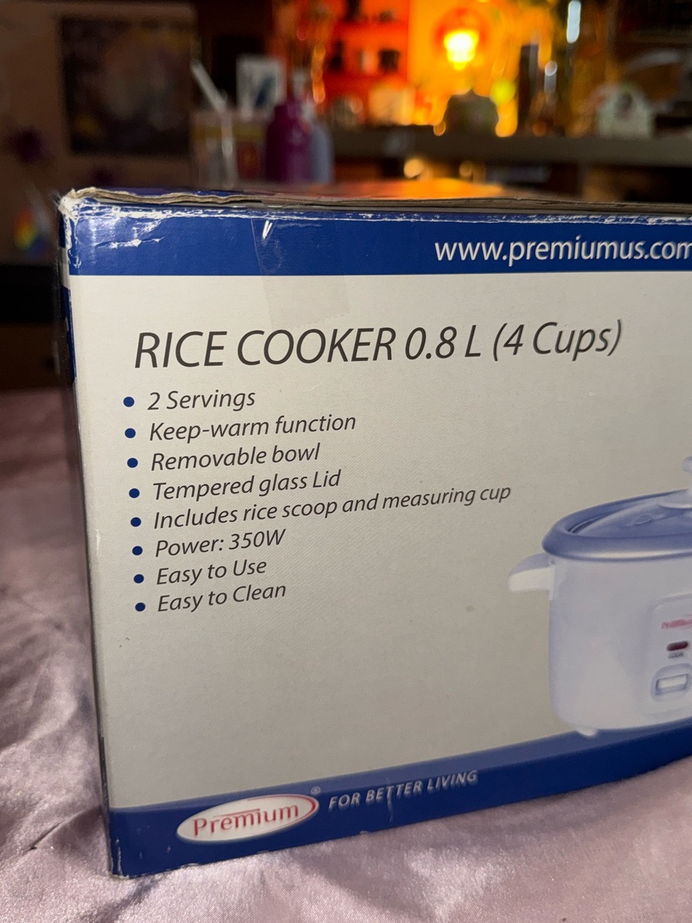 White Mini Rice Cooker with Spoon & Measuring Cup - Picture 3 of 4